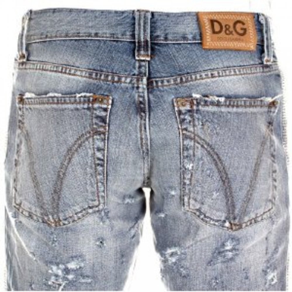 Sandblasted Straight Leg Denim Jean