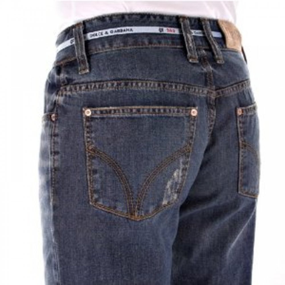 Regular Fit Distressed Denim Jean