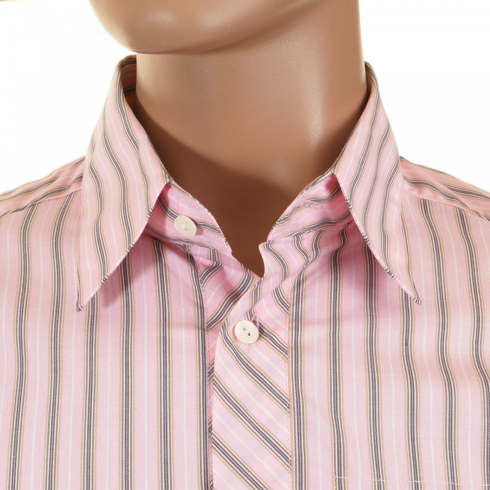 Pink Striped Fitted Long Sleeve Shirt