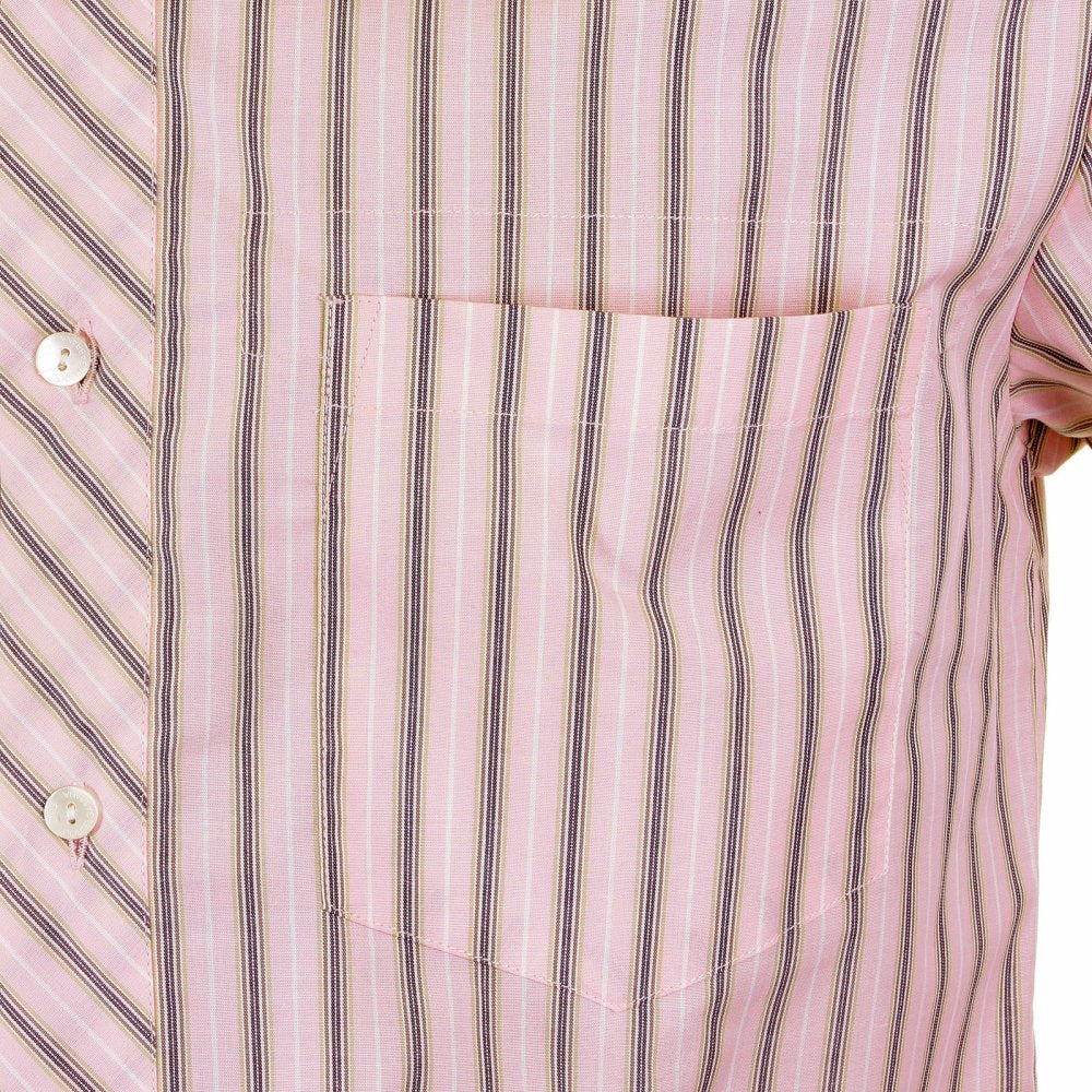 Pink Striped Fitted Long Sleeve Shirt
