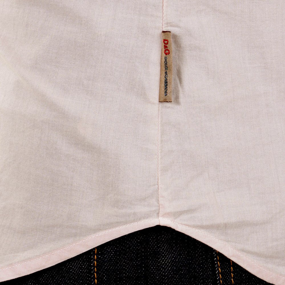 Washed Pale Pink Striped Insert Fitted Shirt