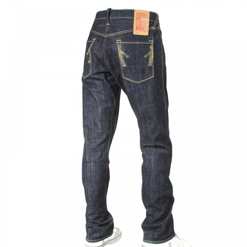 Wrap leg rinsed regular fit denim jeans