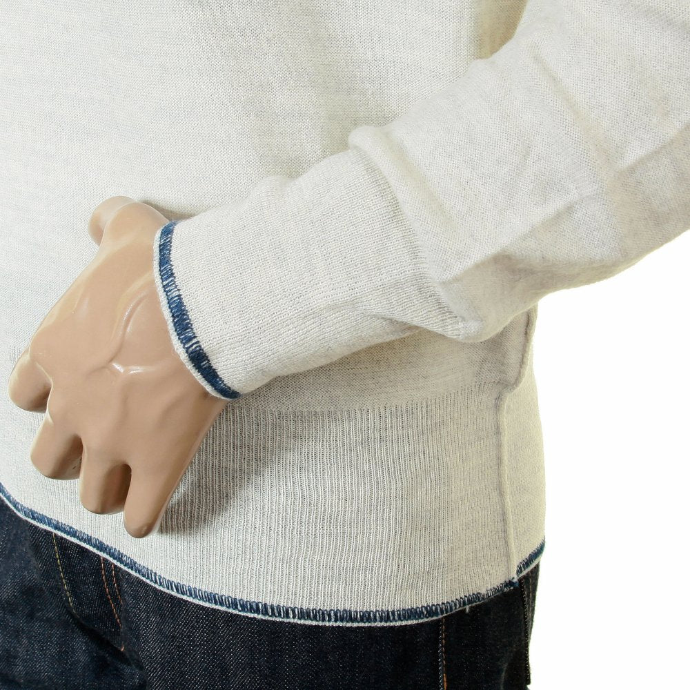 Mens natural standard label crew neck knitwear