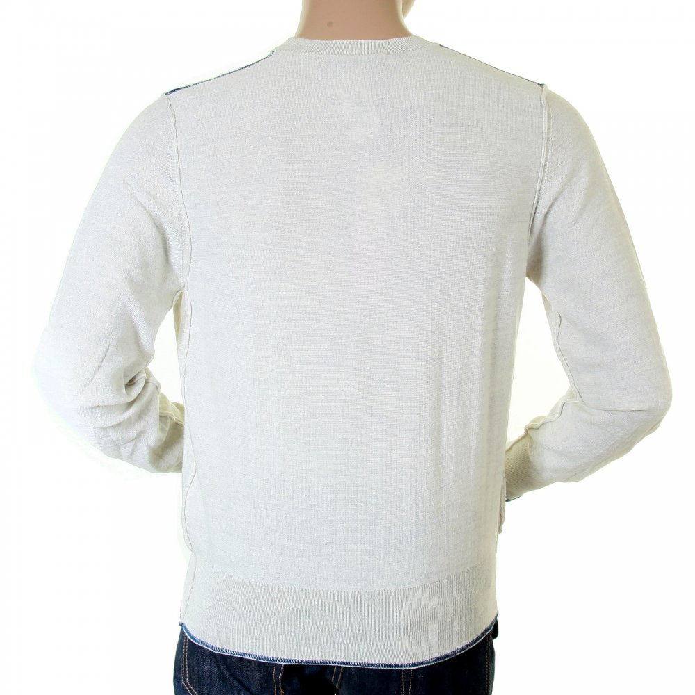 Mens natural standard label crew neck knitwear