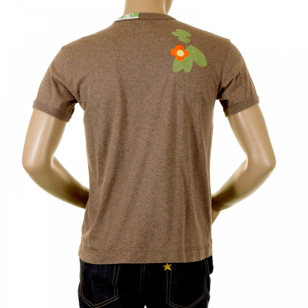 Washed Mocha Crew Neck Short Sleeve Regular Fit Cocktail Front T Shirt