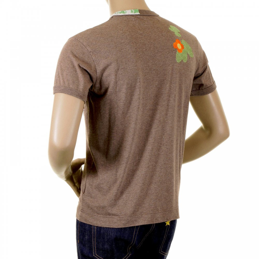 Washed Mocha Crew Neck Short Sleeve Regular Fit Cocktail Front T Shirt