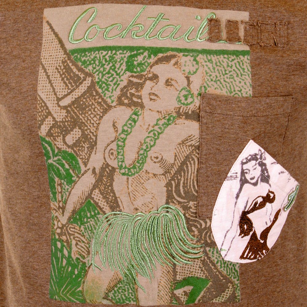 Washed Mocha Crew Neck Short Sleeve Regular Fit Cocktail Front T Shirt
