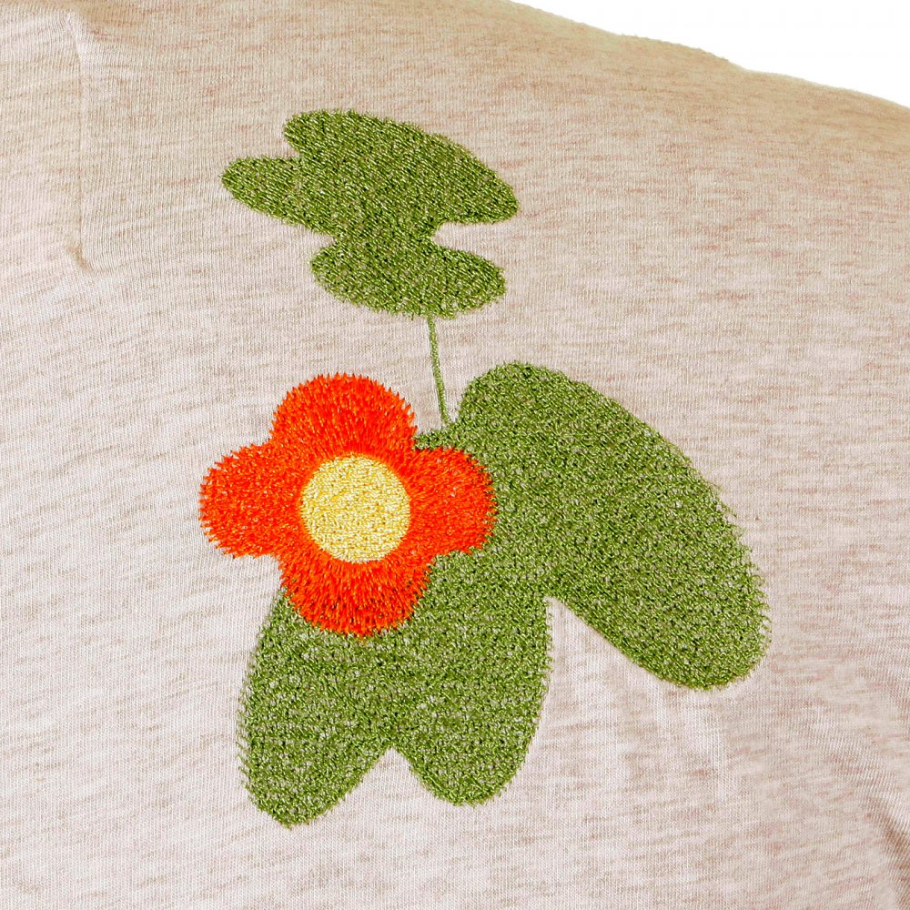 Washed Cream Crew Neck Short Sleeve Regular Fit Cocktail Front T Shirt