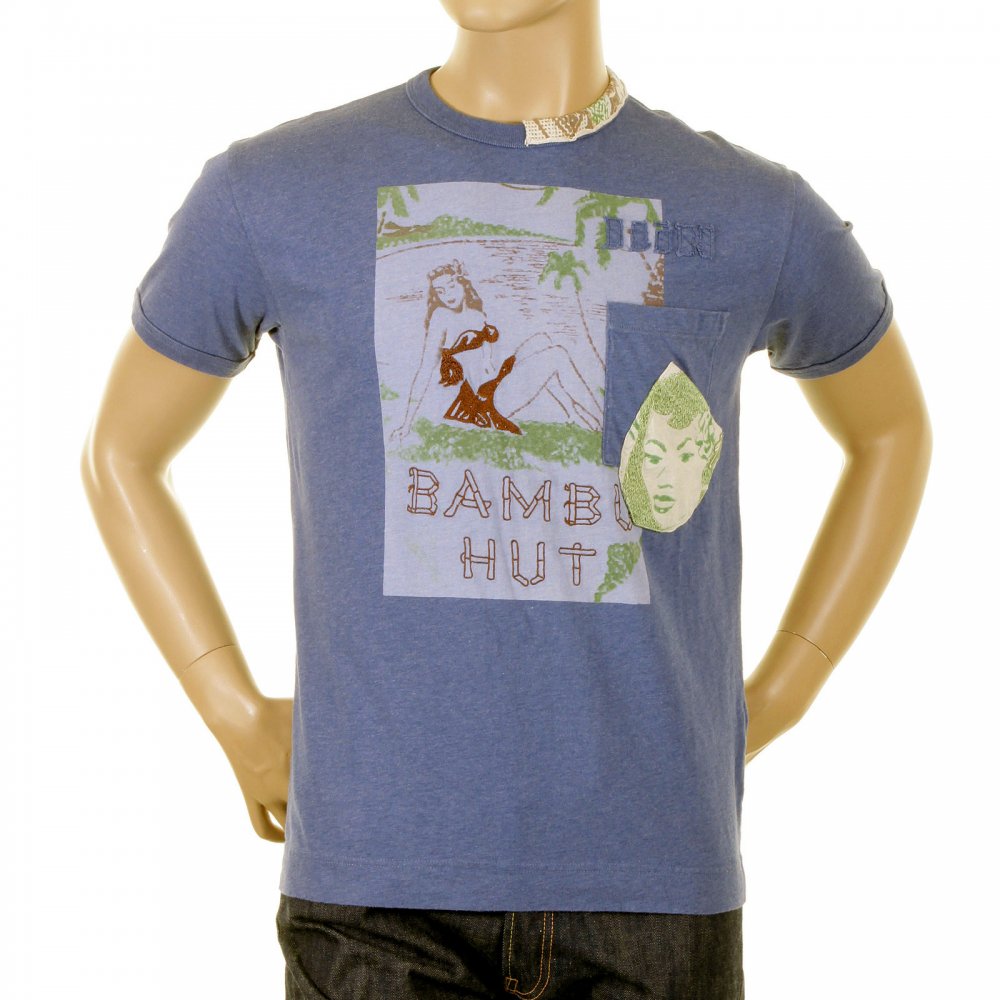 Washed Chelsea Blue Crew Neck Short Sleeve Regular Fit Bambu Hut T Shirt