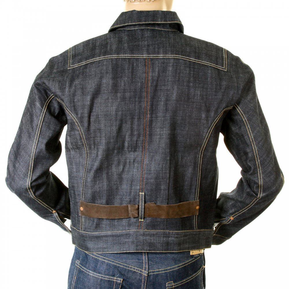 Unwashed raw selvedge denim slimmer fit pleat jacket
