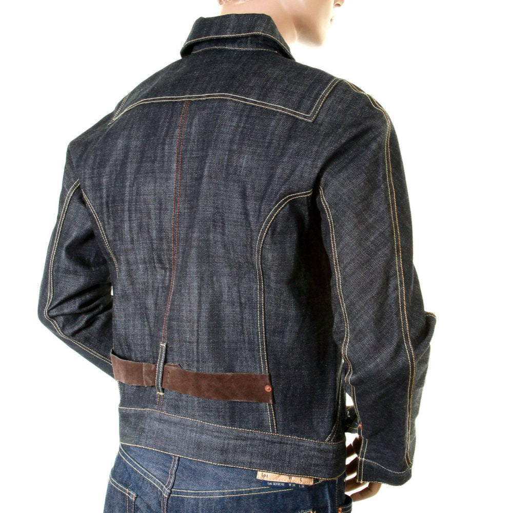 Unwashed raw selvedge denim slimmer fit pleat jacket