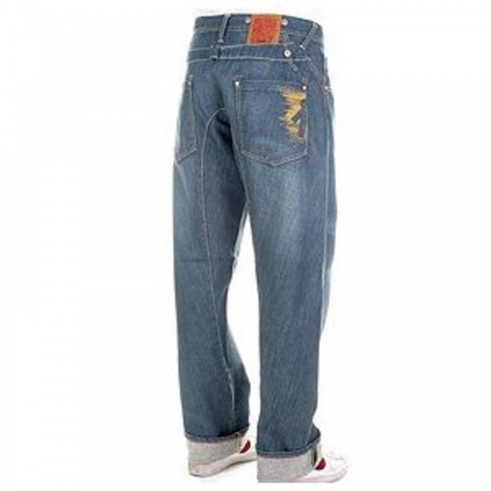 Sulphur Wash Relaxed Fit Cinch Back Denim Jeans