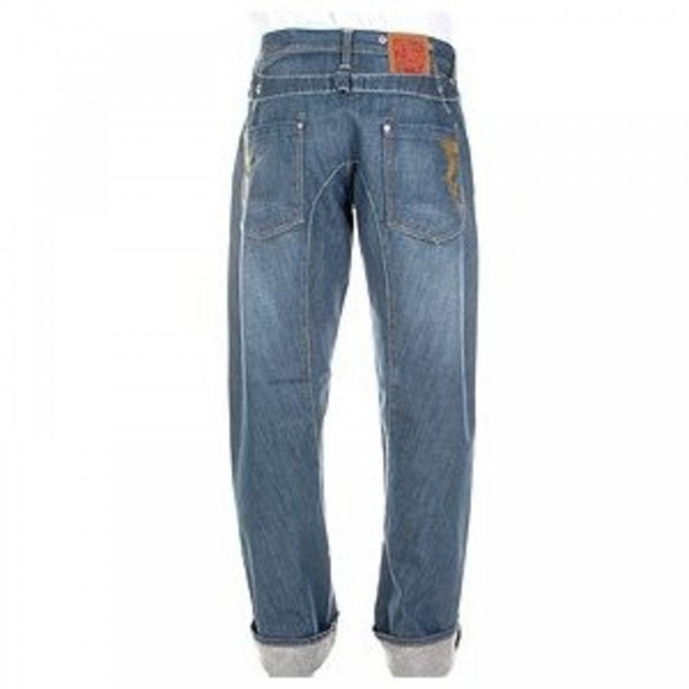 Sulphur Wash Relaxed Fit Cinch Back Denim Jeans