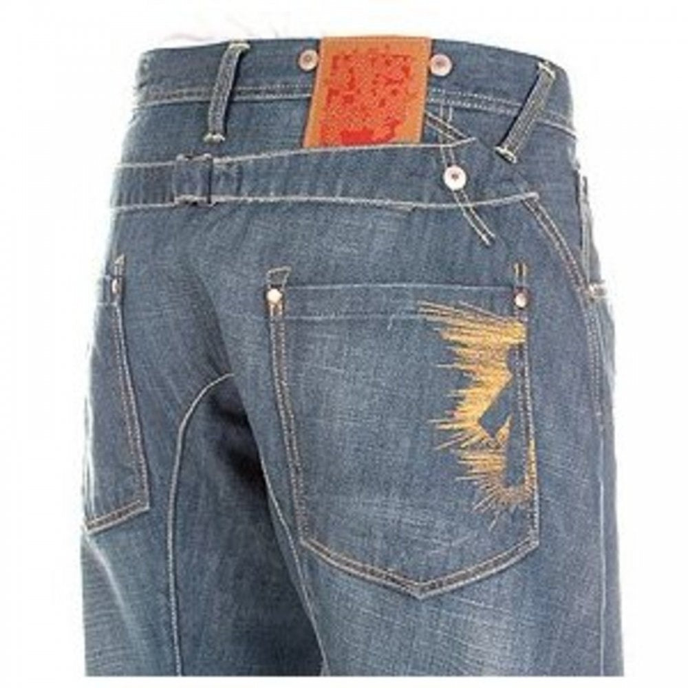 Sulphur Wash Relaxed Fit Cinch Back Denim Jeans