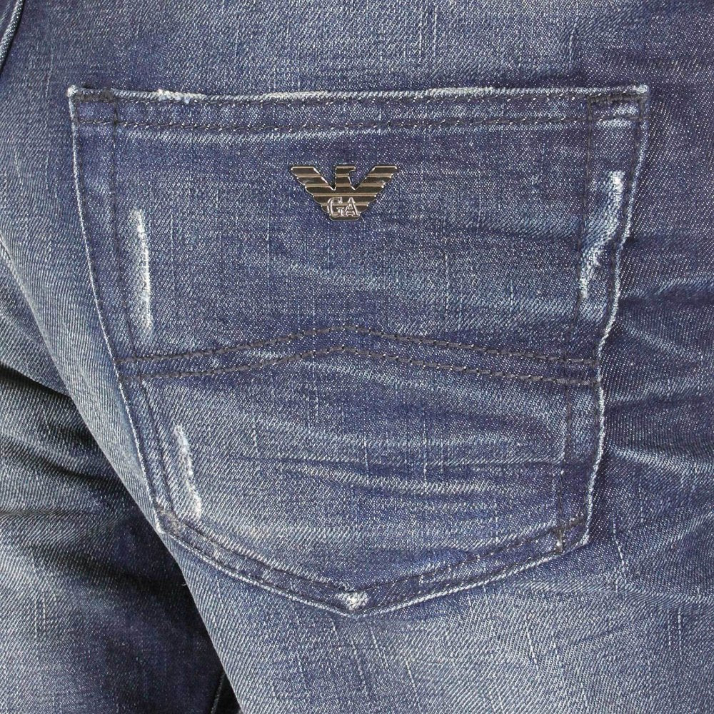 Mid Blue Stonewashed Vintage Finish Regular Fit Denim Jeans