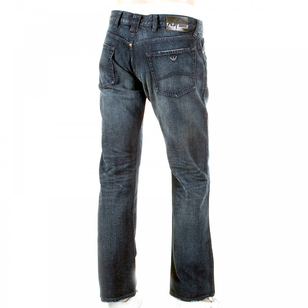 Washed Dark Indigo Regular Fit Low Waist Denim Jeans