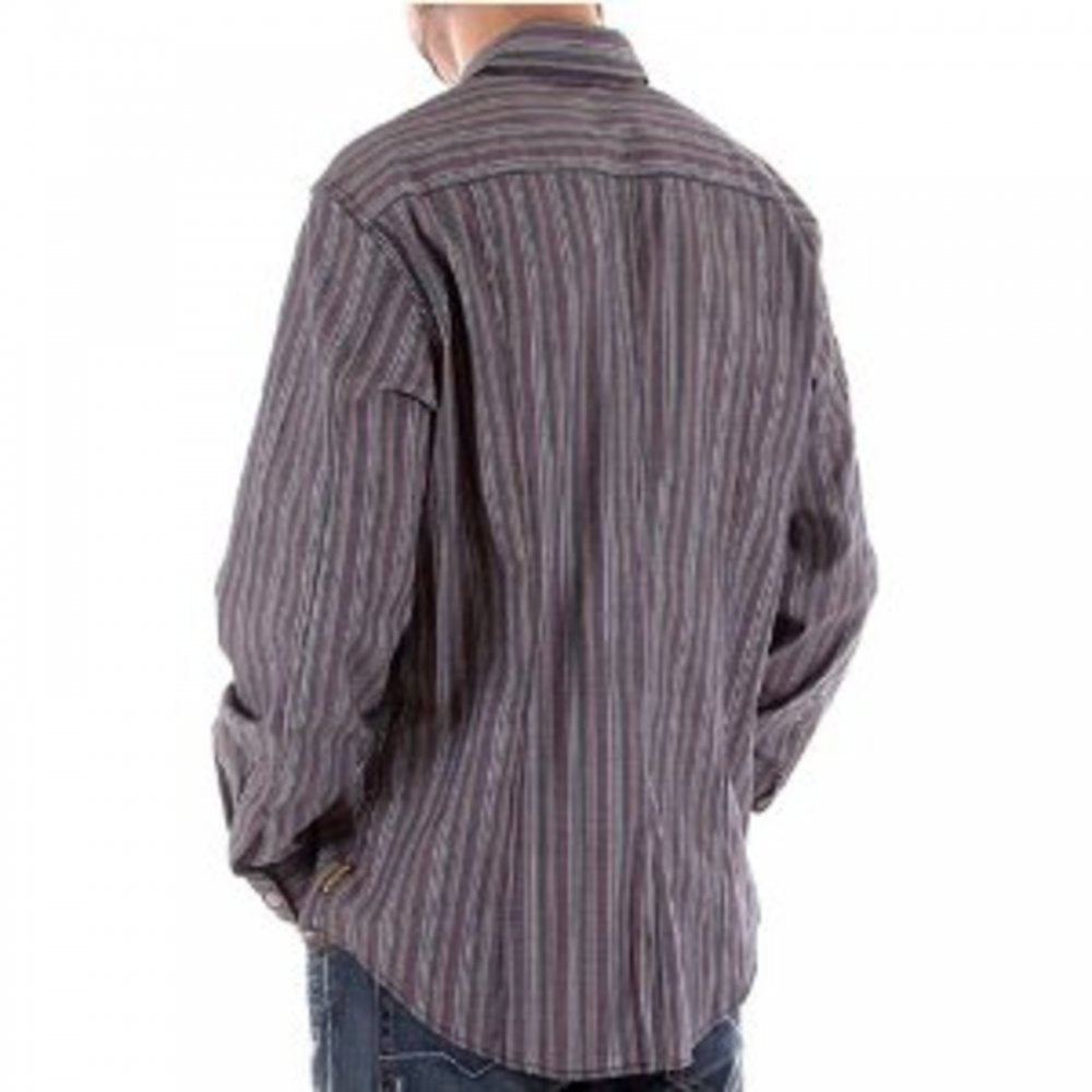 Blue/Grey Vertical Striped Long Sleeve Regular Fit Shirt