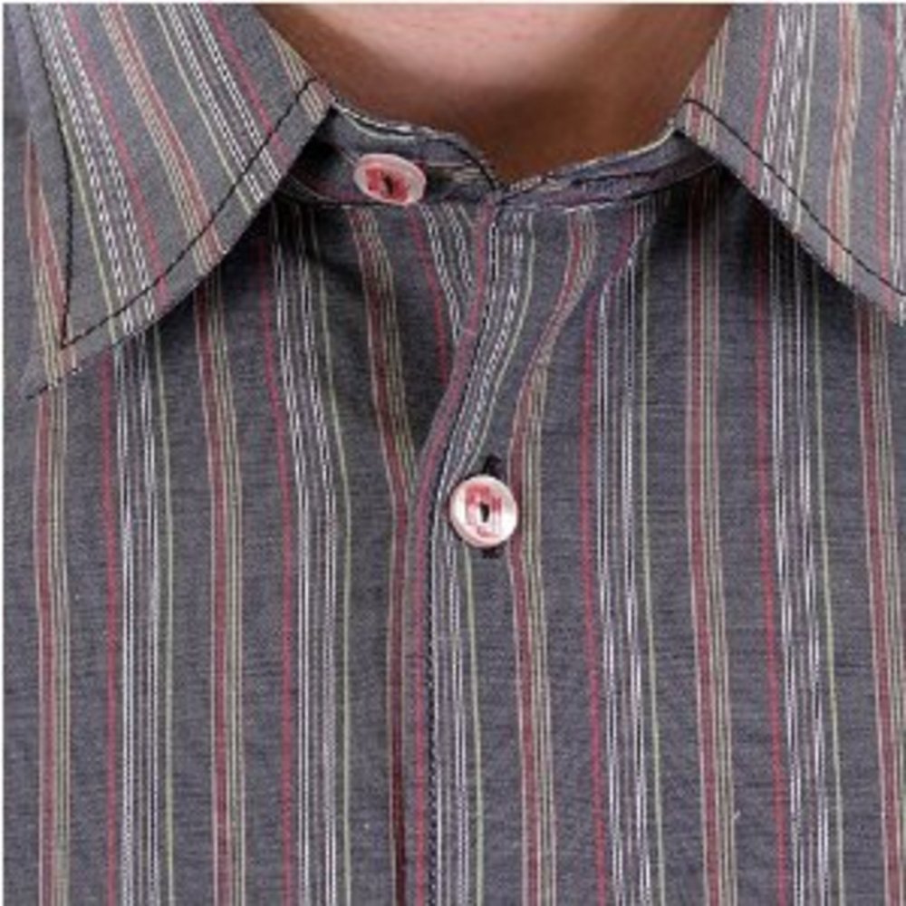 Blue/Grey Vertical Striped Long Sleeve Regular Fit Shirt