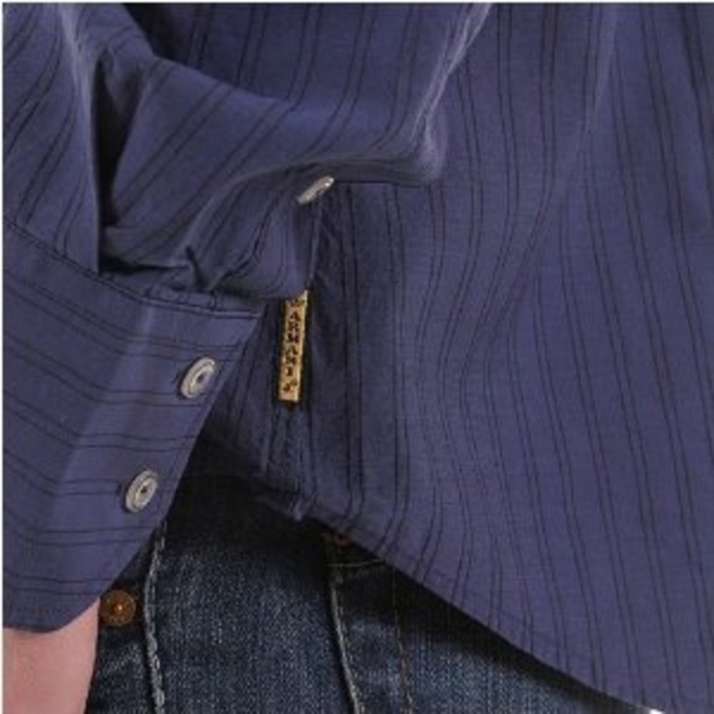 Eco Wash Navy Pinstripe Regular Fit Long Sleeve Shirt