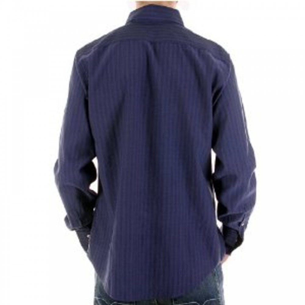Eco Wash Navy Pinstripe Regular Fit Long Sleeve Shirt