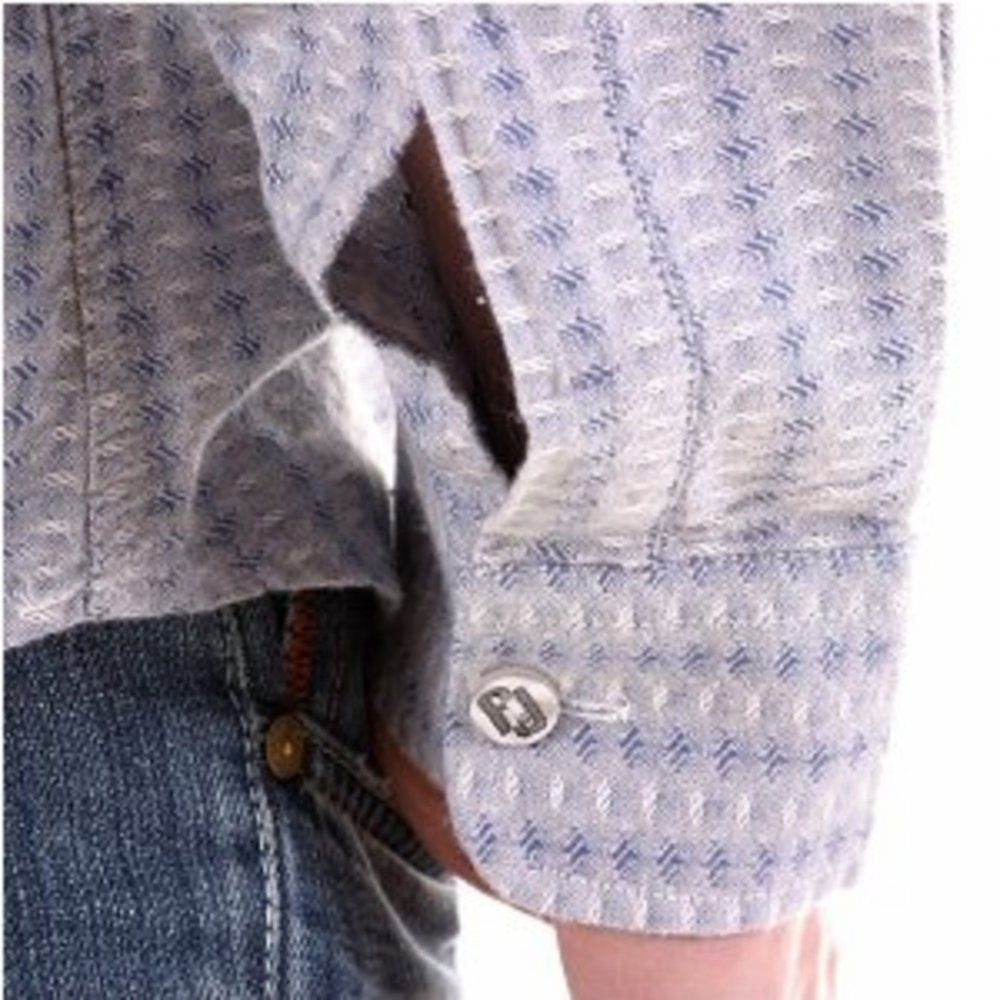 Woven Blue Grey Regular Fit Long Sleeve Shirt