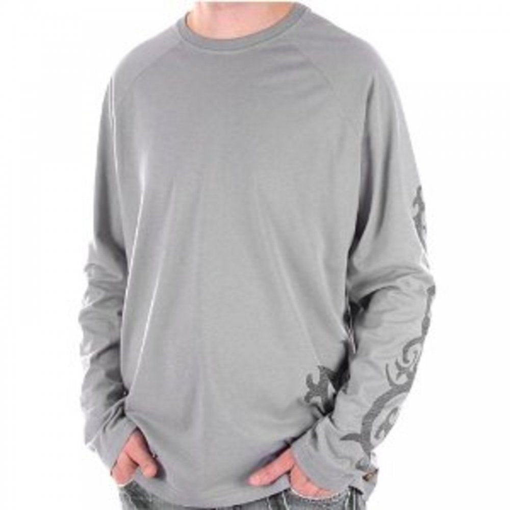 Blue Crew Neck Regular Fit Long Sleeve Eco Wash T-Shirt