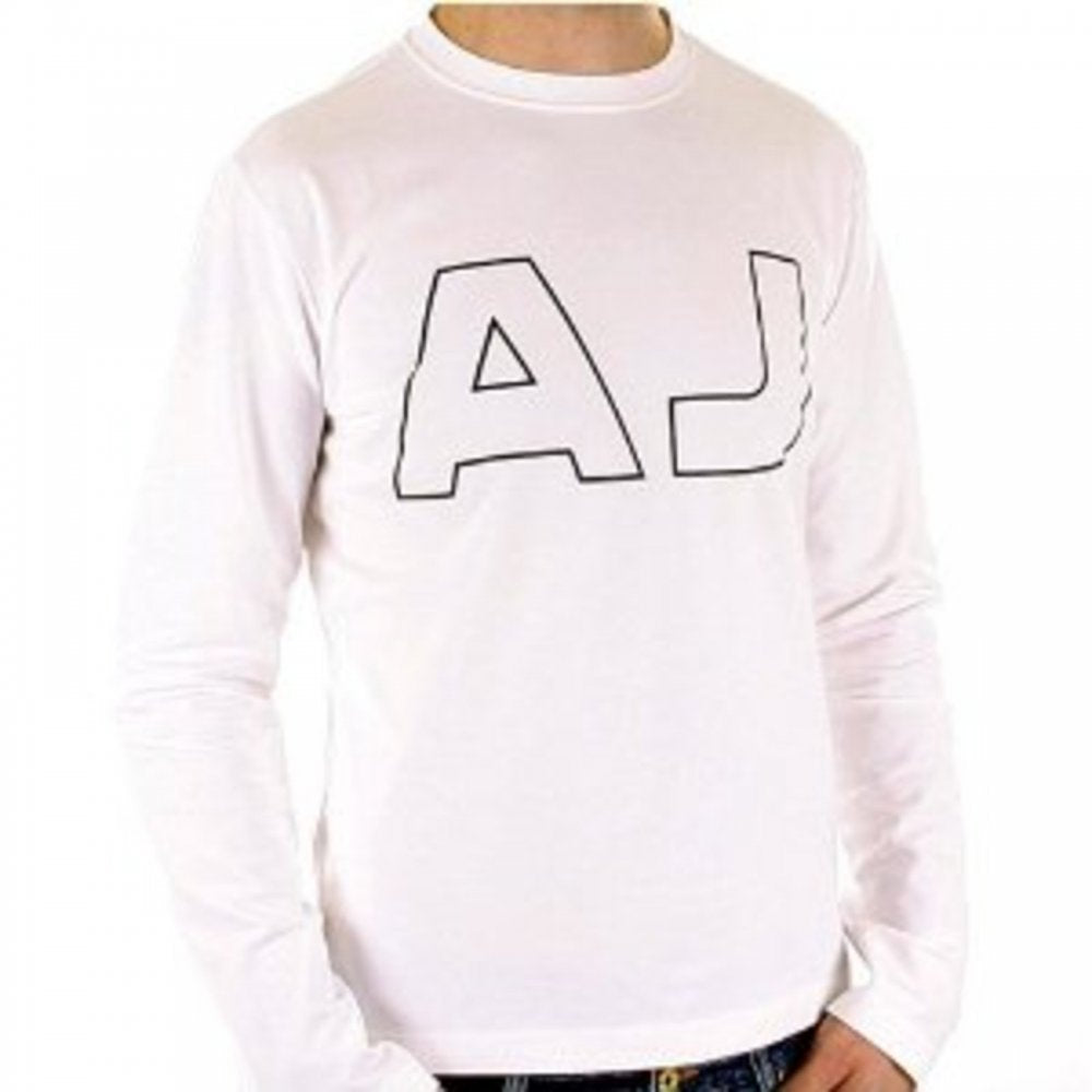 White Crew Neck Slim Fit Long Sleeve T Shirt