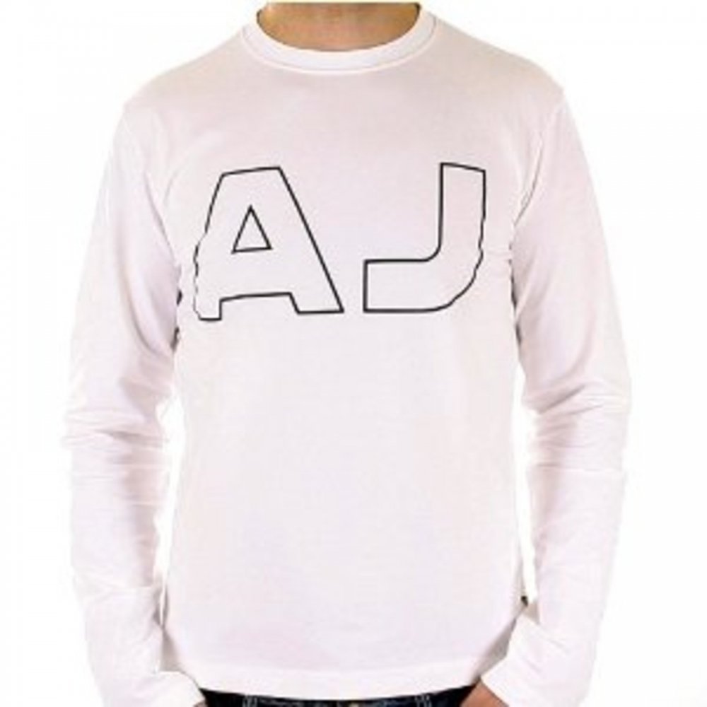 White Crew Neck Slim Fit Long Sleeve T Shirt