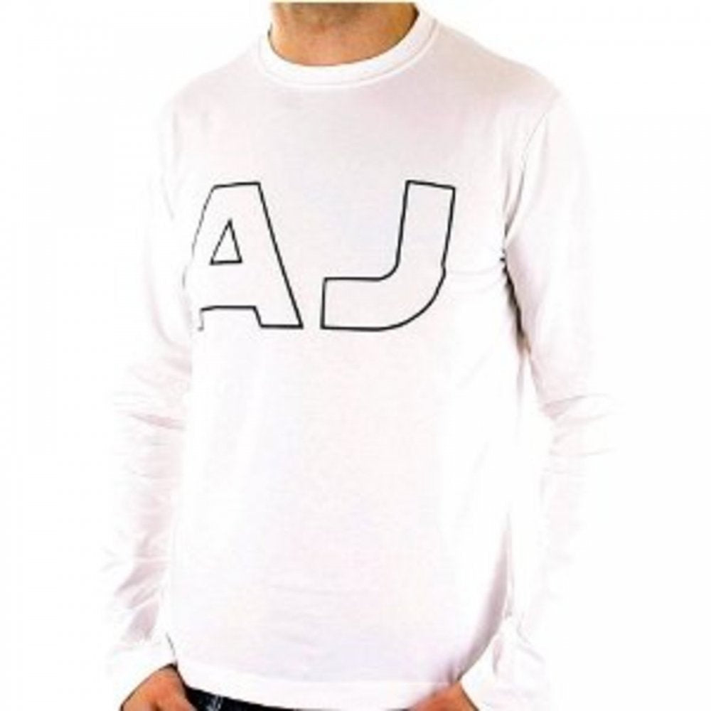 White Crew Neck Slim Fit Long Sleeve T Shirt