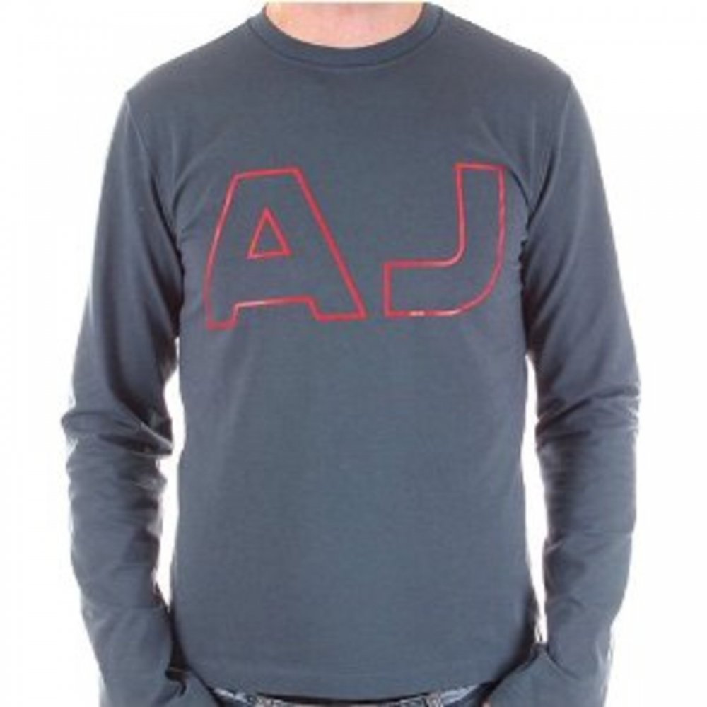 Blue Crew Neck Slim Fit Long Sleeve Stretch T-Shirt
