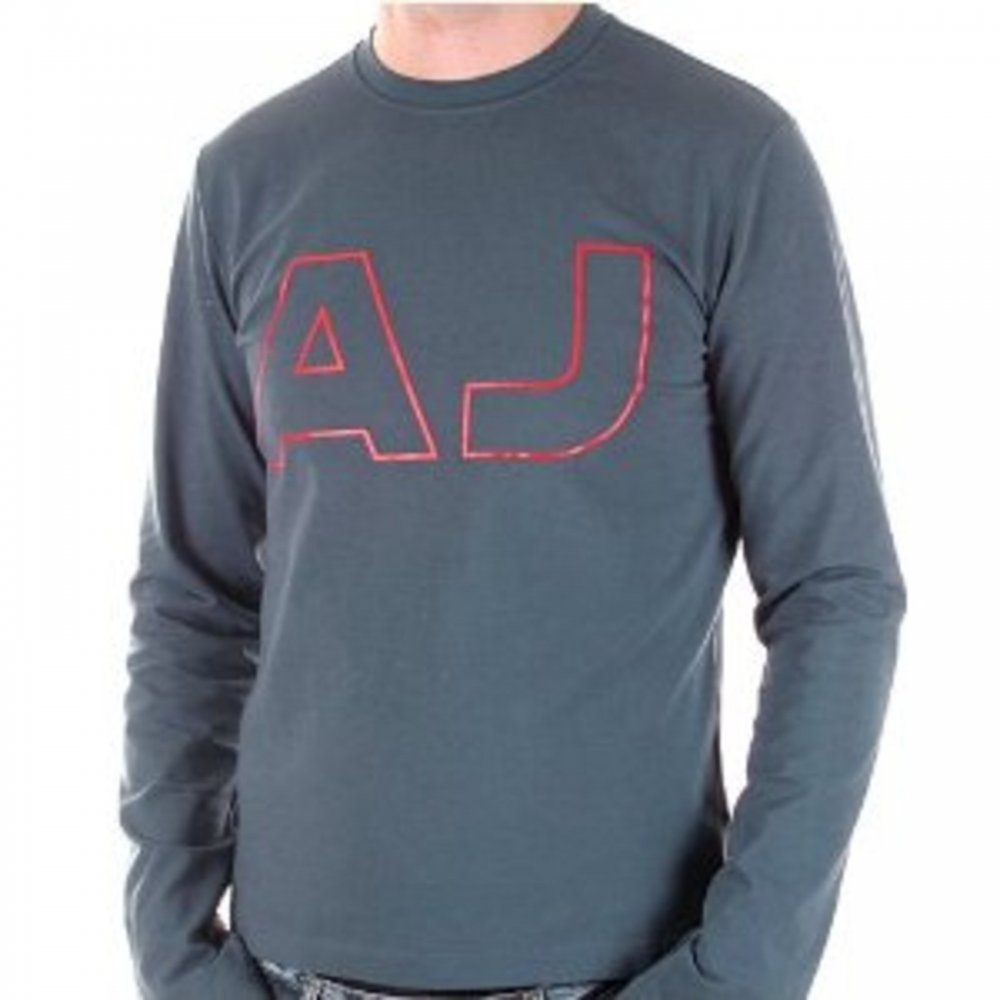 Blue Crew Neck Slim Fit Long Sleeve Stretch T-Shirt