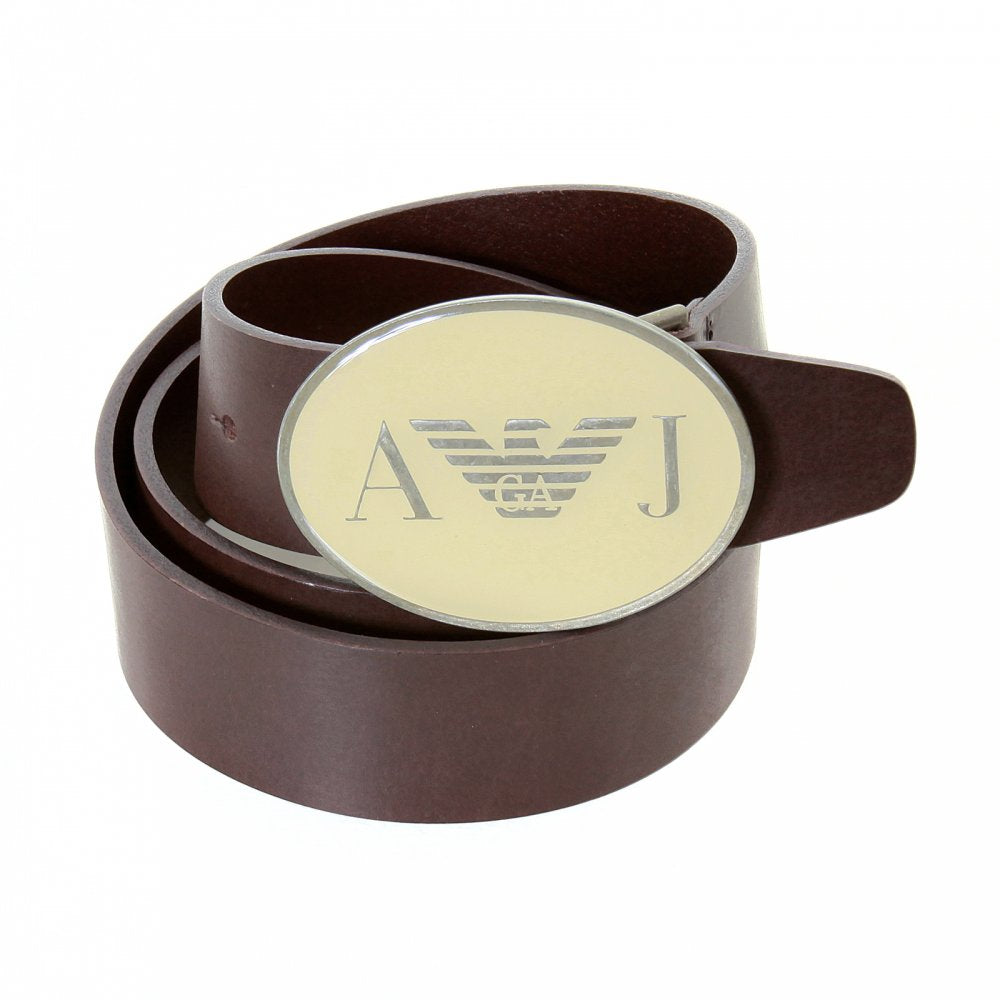 Dark Brown Grain Leather Casual Belt