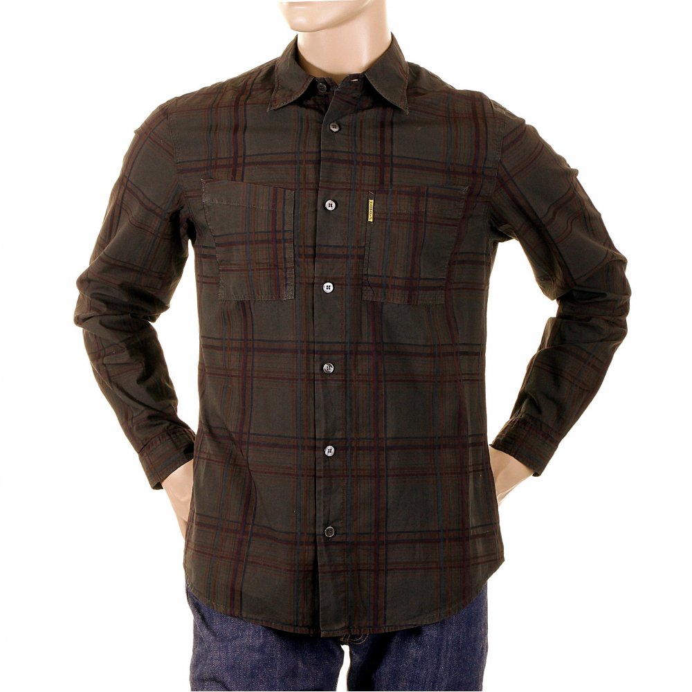 Long Sleeve Regular Fit Brown Tartan Style Check Shirt