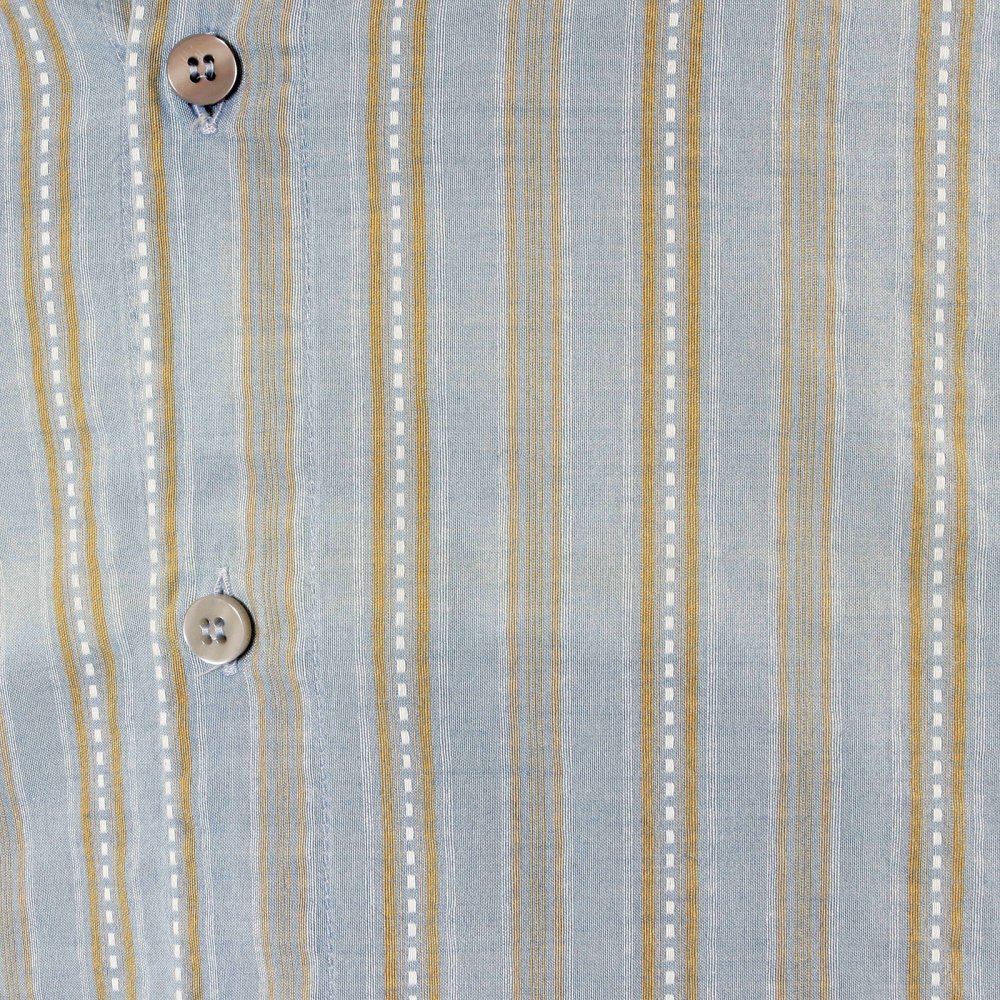 Long Sleeve Regular Fit Washed Blue Cotton Woven and Stitched Striped Shirt