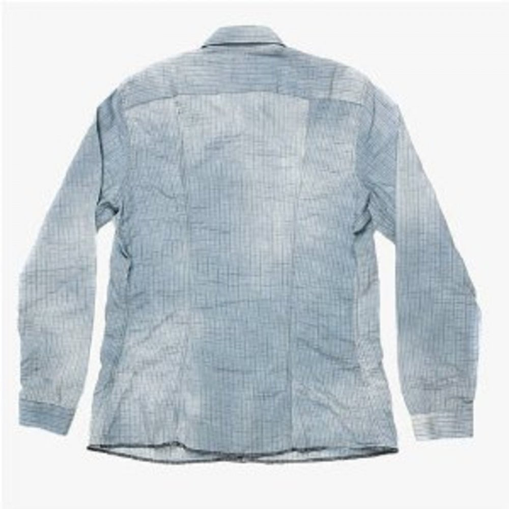 Washed Blue Pinstriped Regular Fit Long Sleeve Vintage Finish Shirt