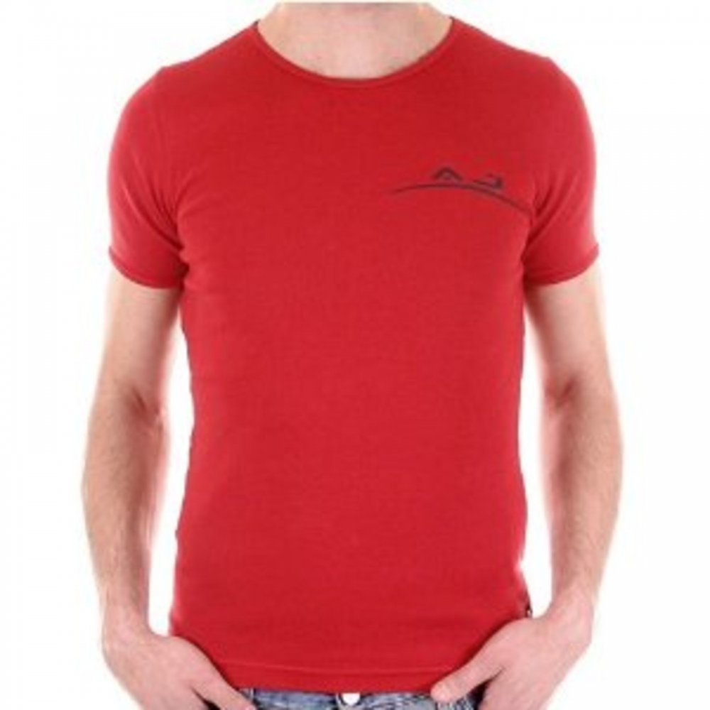 Red crew neck slim fit short sleeve t-shirt