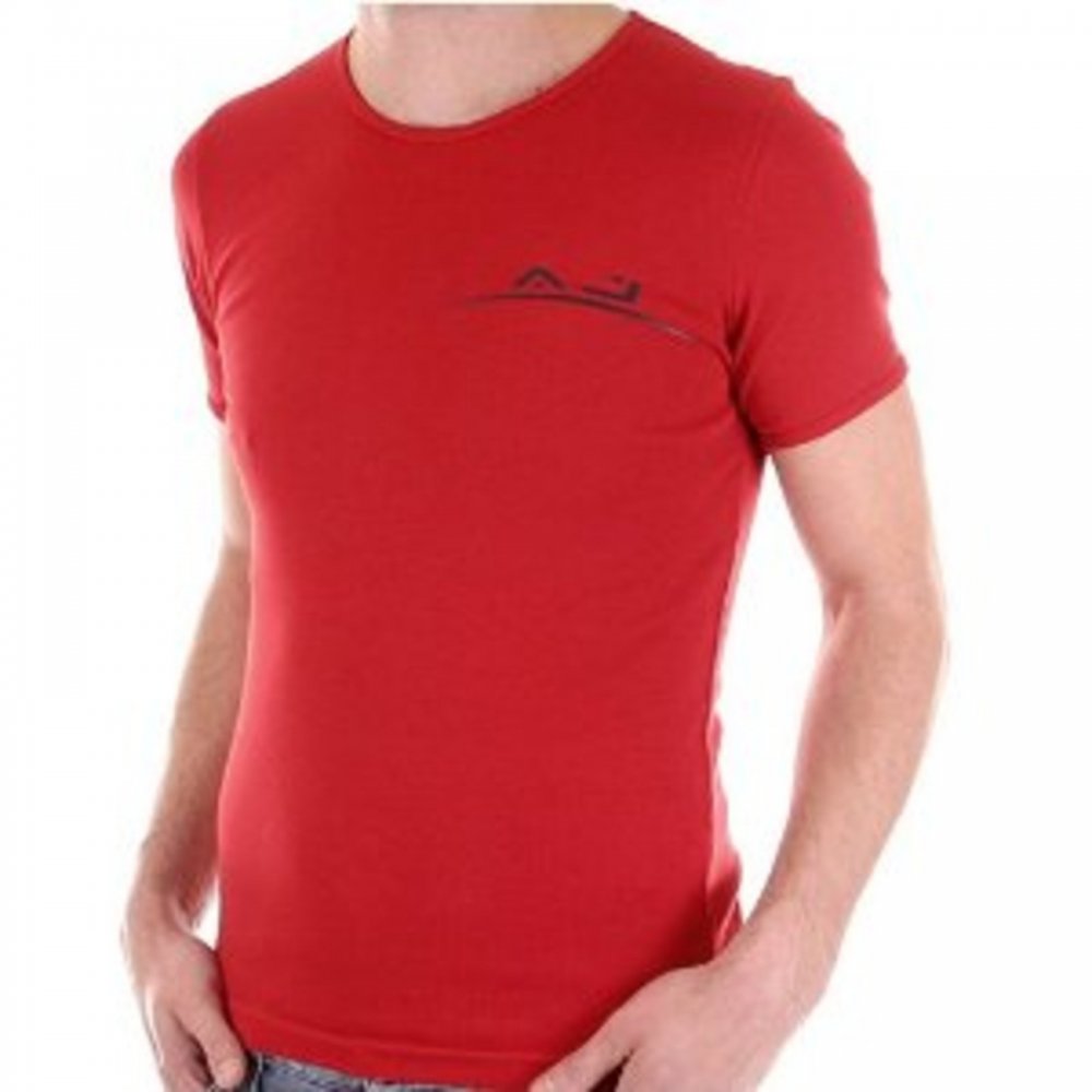 Red crew neck slim fit short sleeve t-shirt