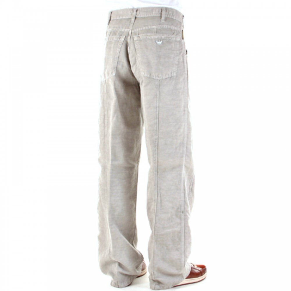 Beige Cotton Hemp Mix Regular Waist Straight Leg Trousers