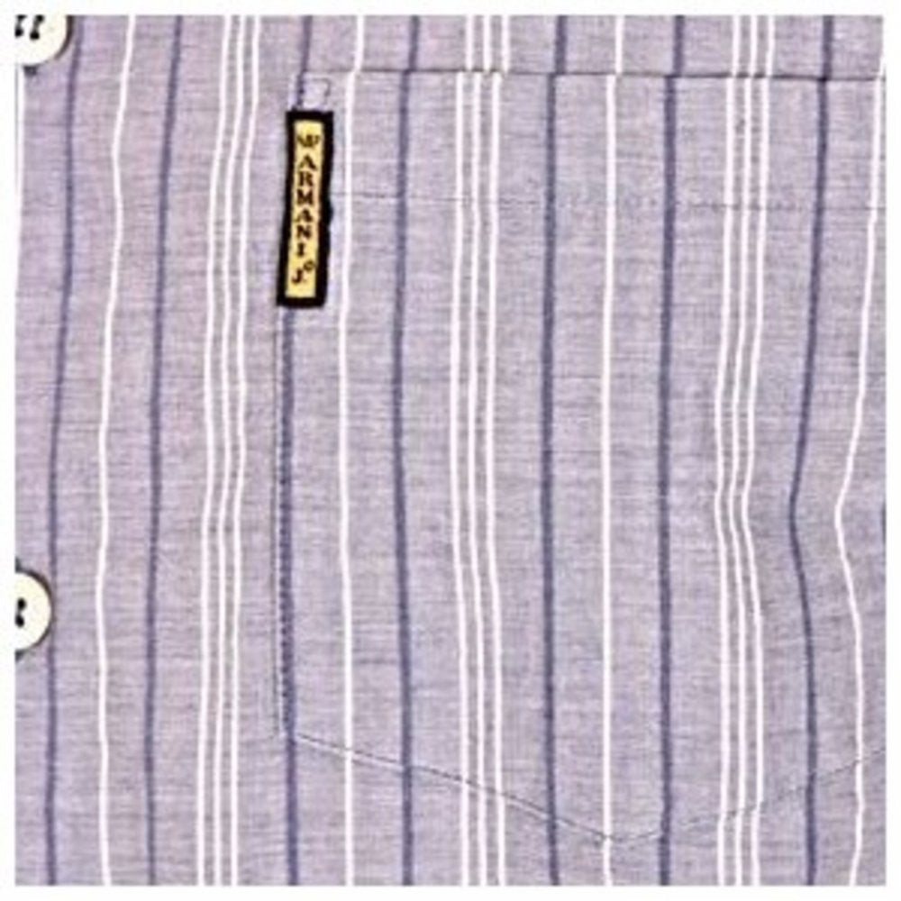 Eco Wash Blue/White Woven Striped Regular Fit Shirt