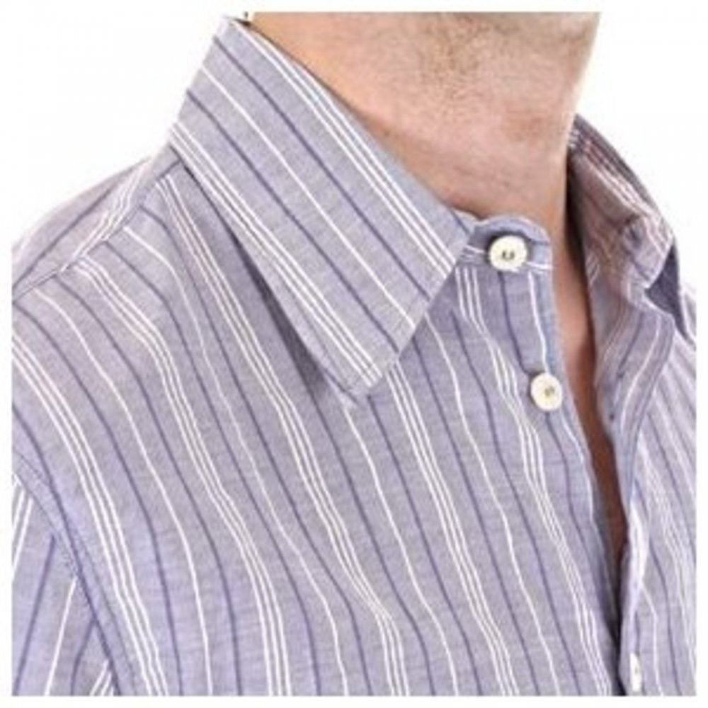 Eco Wash Blue/White Woven Striped Regular Fit Shirt