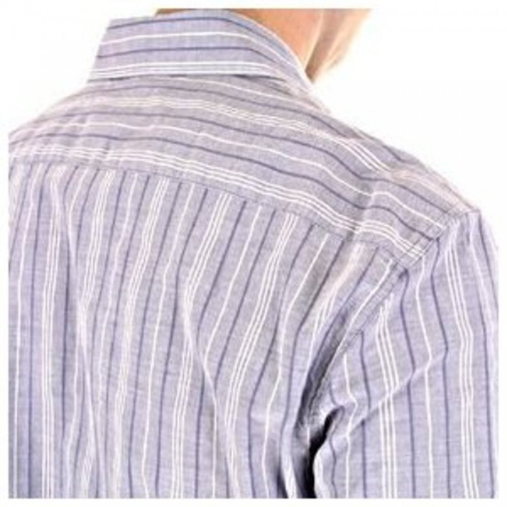 Eco Wash Blue/White Woven Striped Regular Fit Shirt