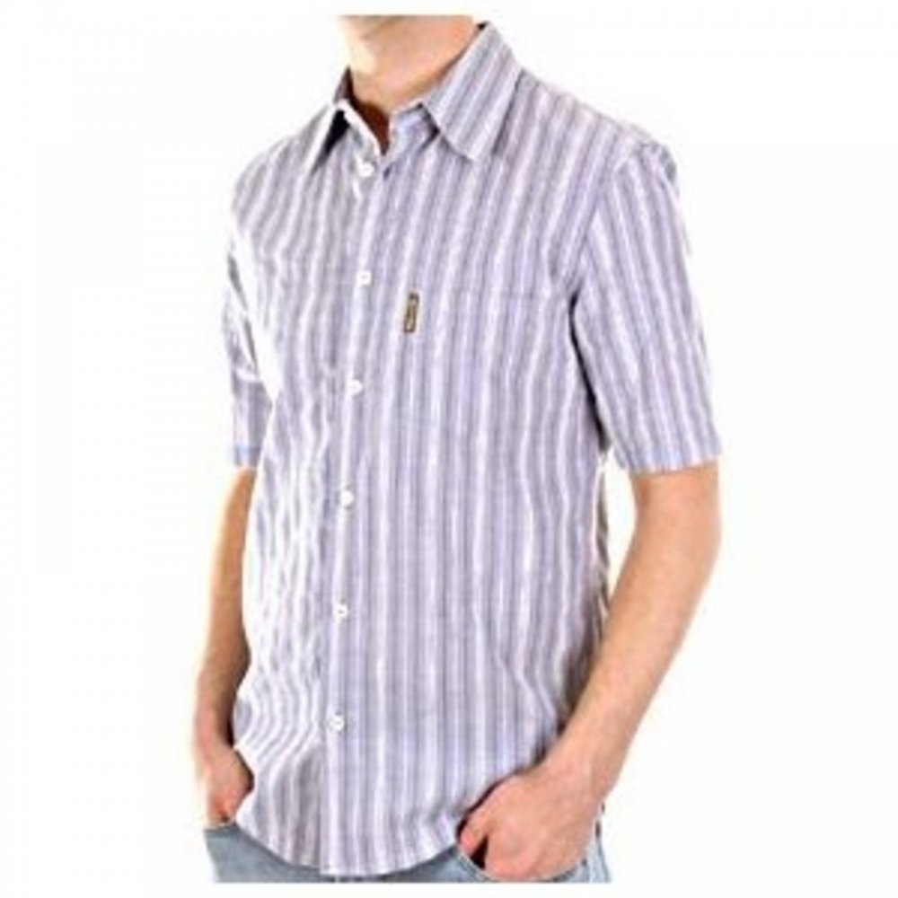Eco Wash Blue/White Woven Striped Regular Fit Shirt