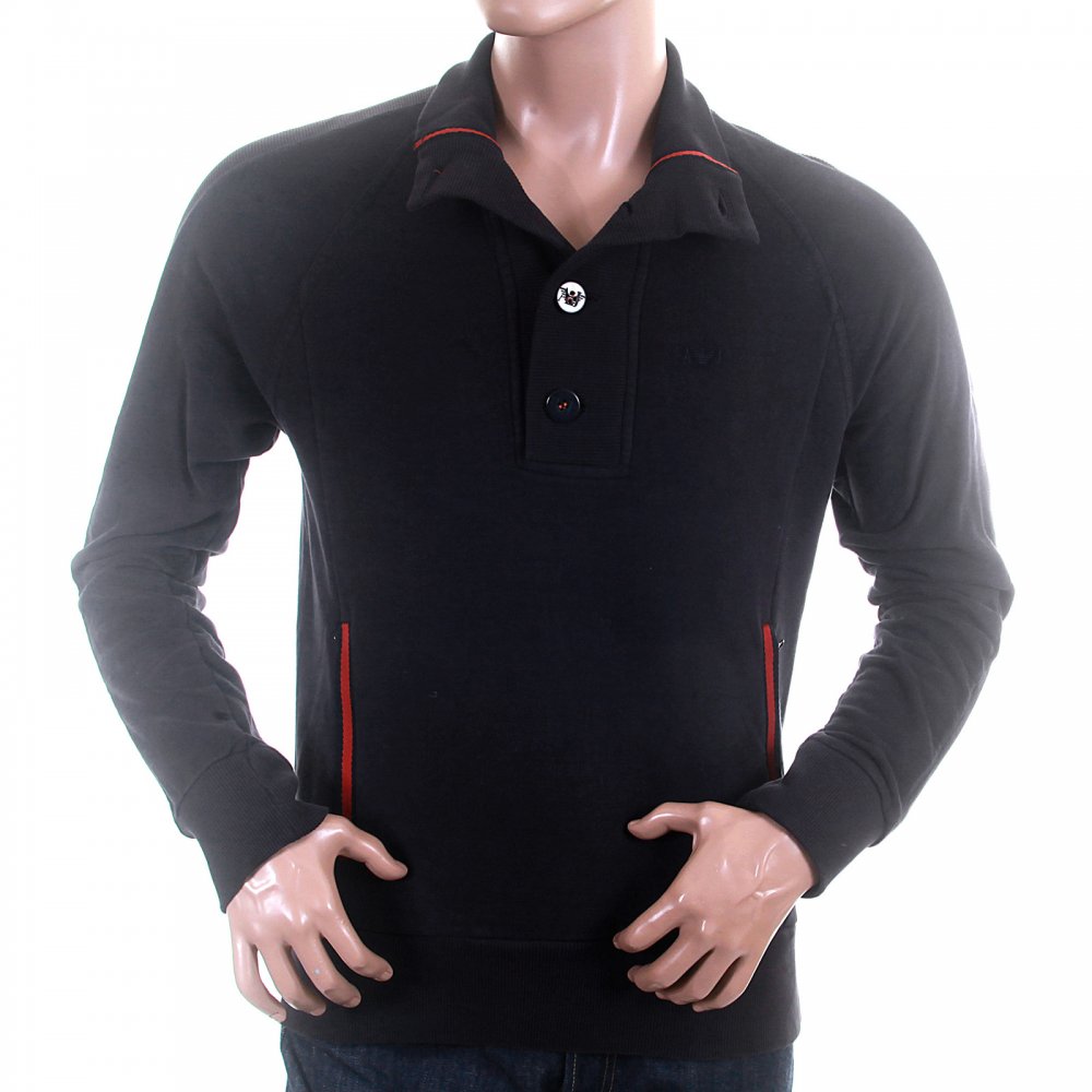 Washed Grey High Collared Regular Fit Long Sleeve Sweatshirt
