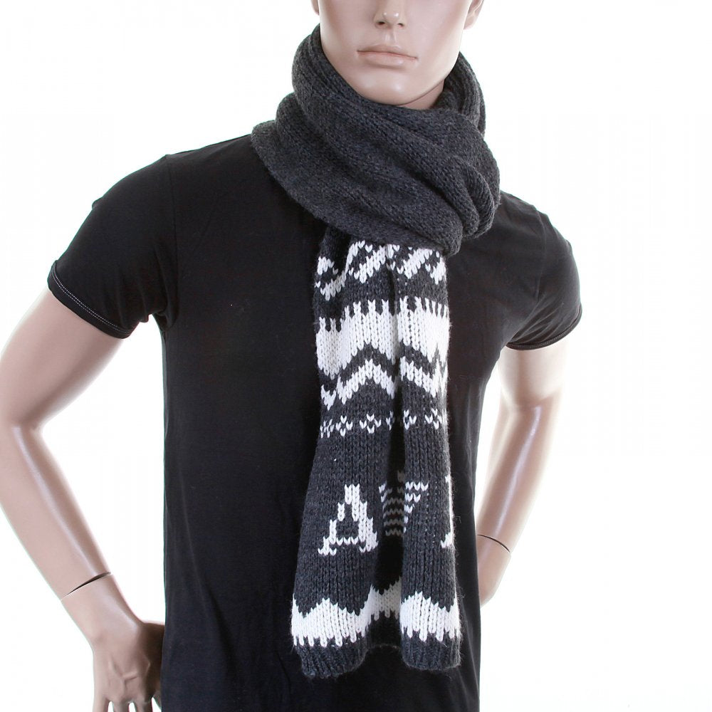 Heavier Knit Mid Grey Wool Mix Scarf