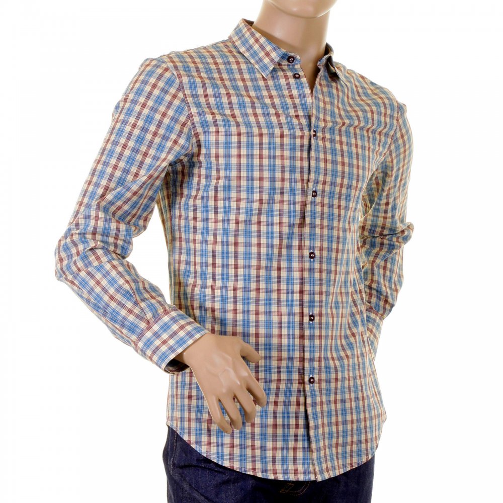 Long sleeve regular fit woven check shirt.