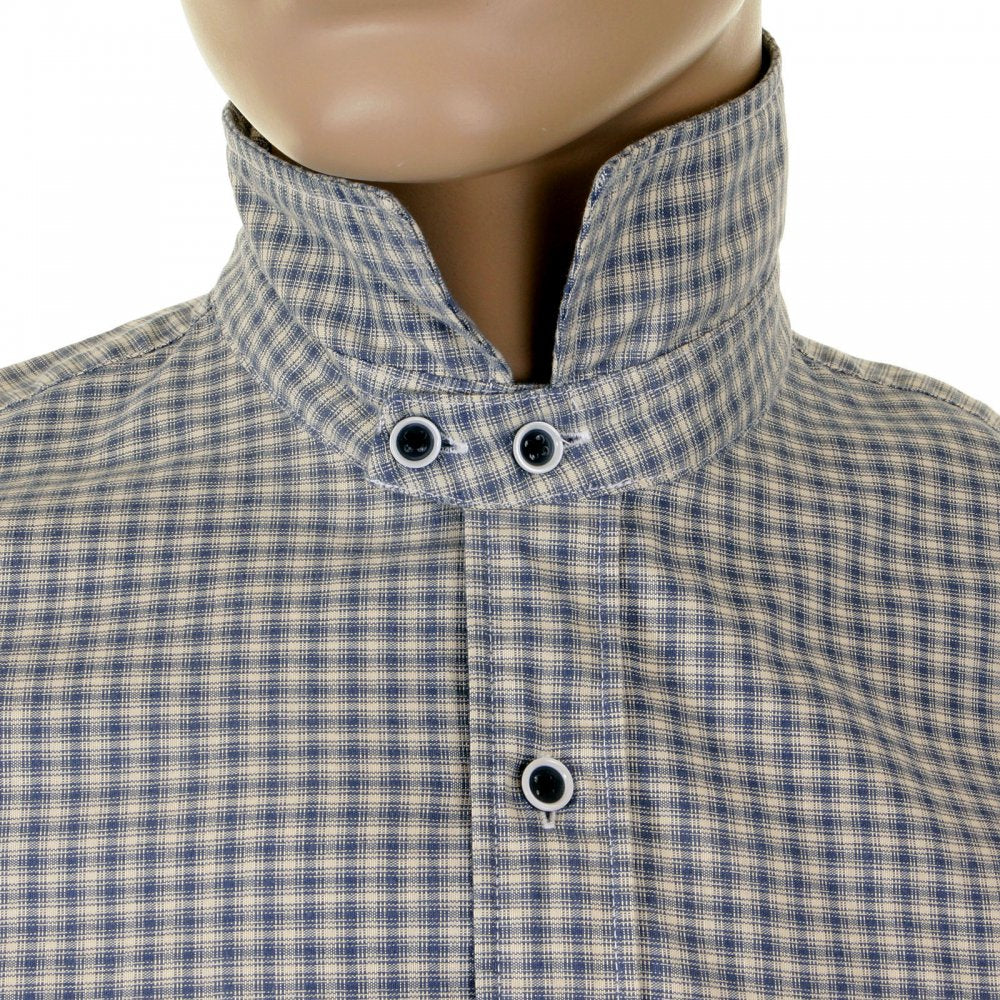 Blue and cream Long sleeve checked shirt