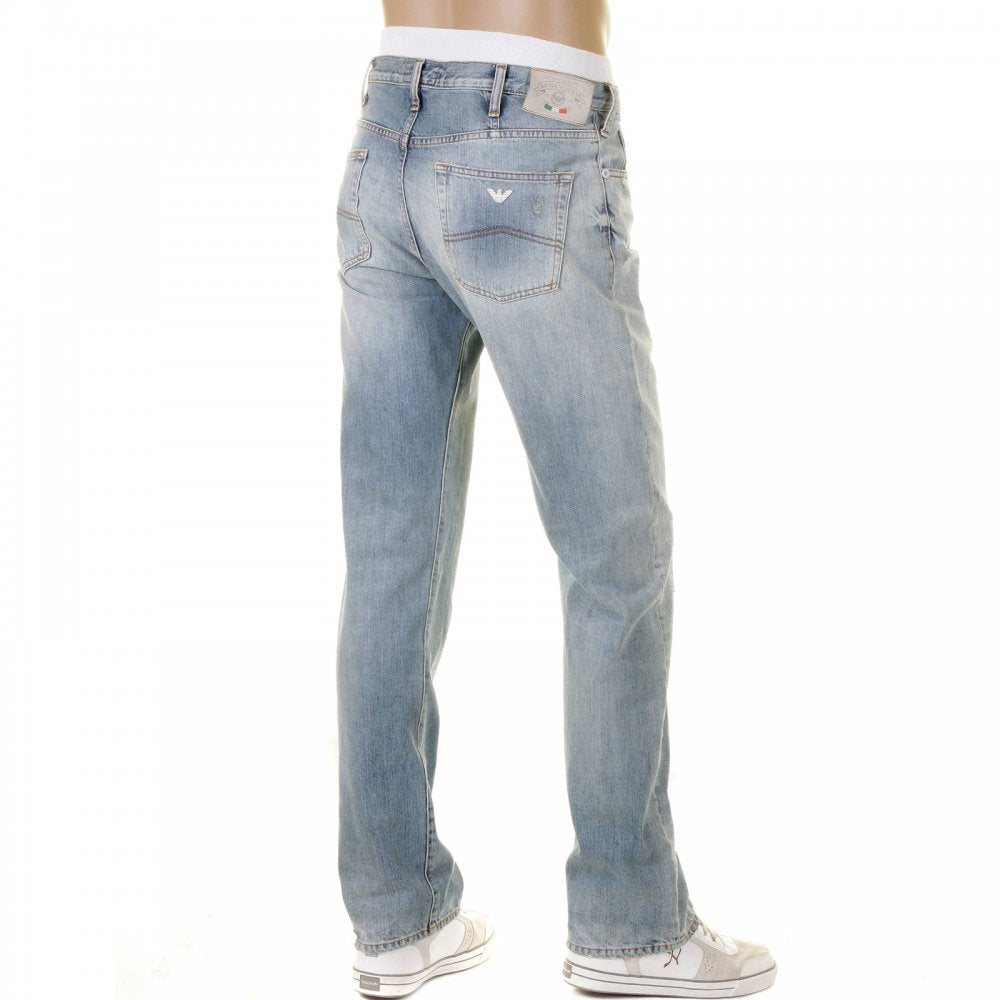 Bleached Vintage Finish Regular Fit Button Fly Regular Waist Denim Jeans