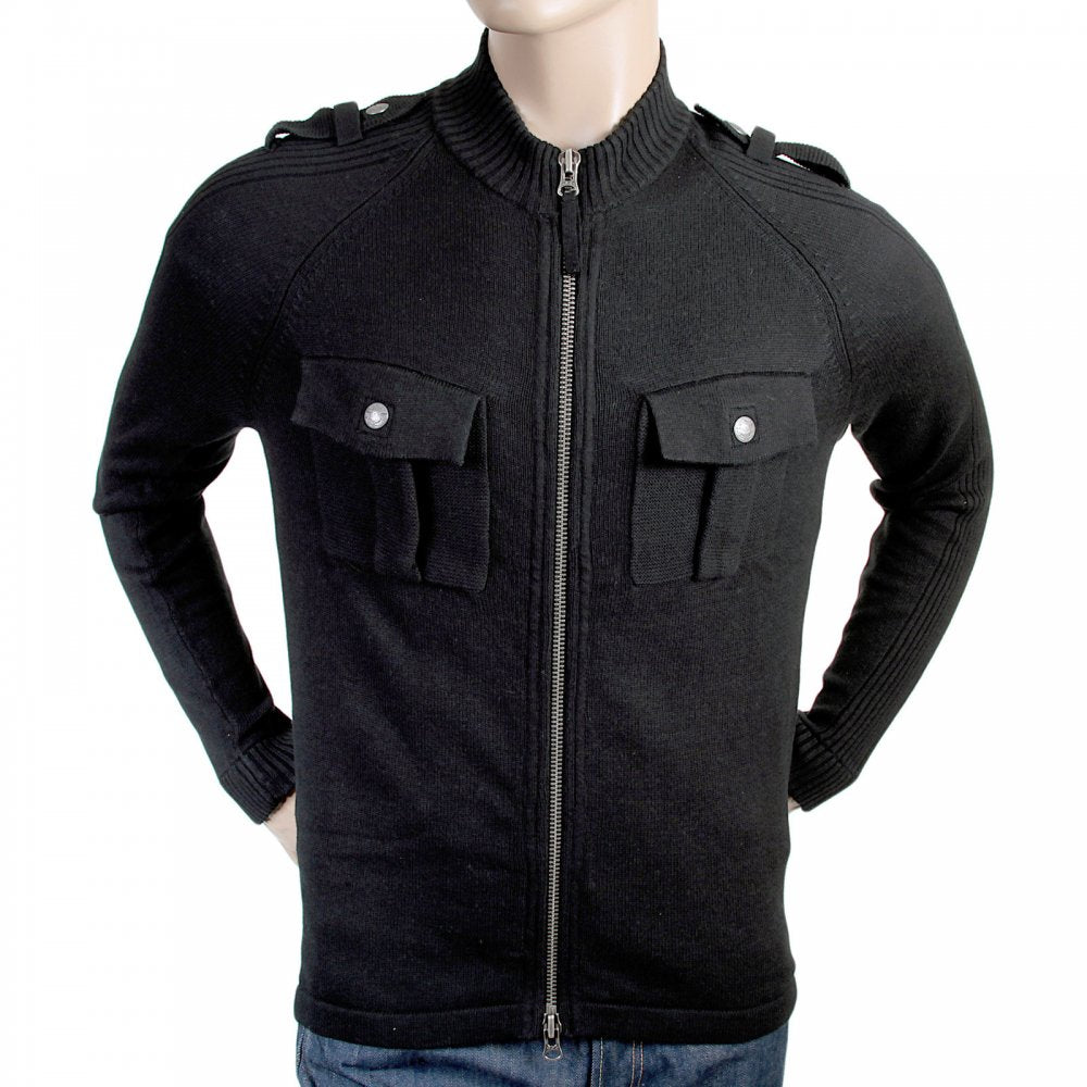 Skin Fit Black Zipped Cardigan Knitwear