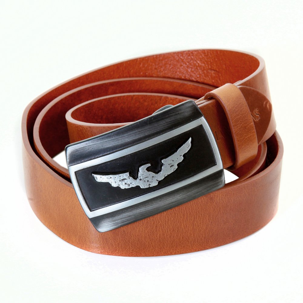 Brown Tan Grain Leather Casual Belt