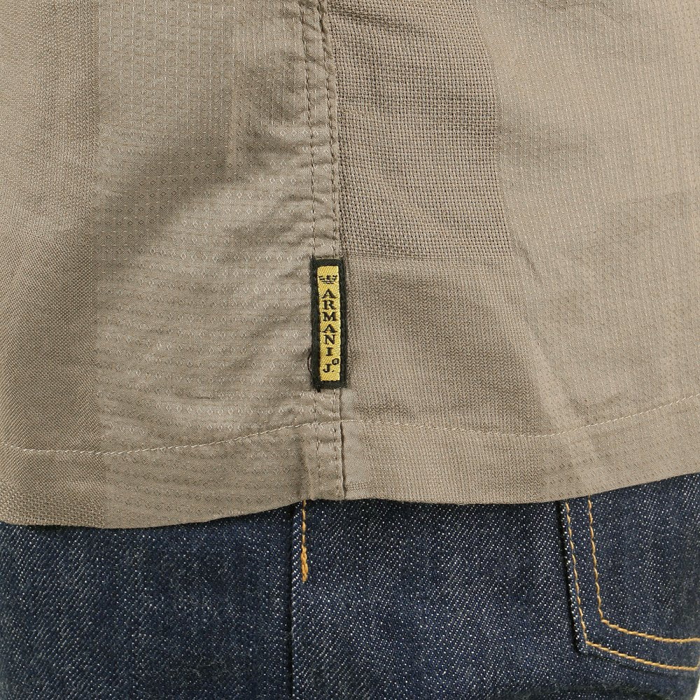 Dark Taupe Woven Cotton Short Sleeve Fitted Shirt with Self Coloured Checks